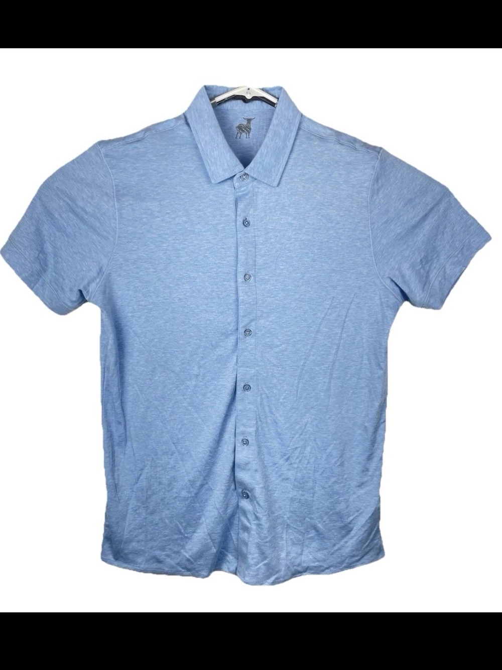 Raffi Shirt Mens Large Natural Cotton Stretch Short Sleeve Button Up Blue